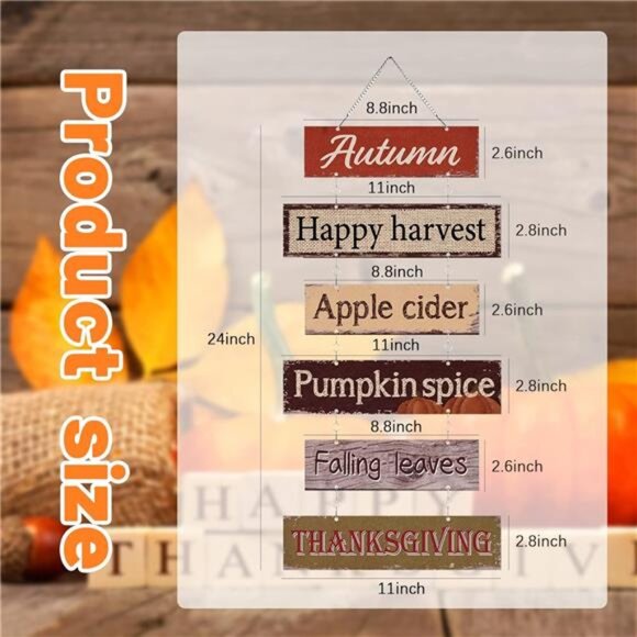 Hotop Fall Decorations for Home Thanksgiving Hanging Signs Wooden Wall Plaque - Picture 3 of 7